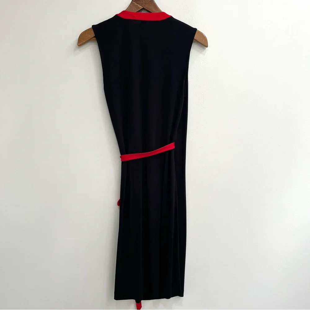 Diane von Furstenberg DVF Valena True Wrap Dress Sleeveless Black Red Trim 10 - Picture 8 of 14